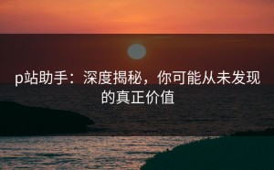 p站助手：深度揭秘，你可能从未发现的真正价值