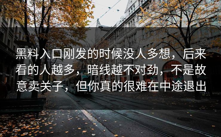 黑料入口刚发的时候没人多想，后来看的人越多，暗线越不对劲，不是故意卖关子，但你真的很难在中途退出