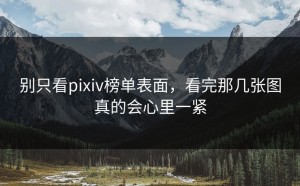 别只看pixiv榜单表面，看完那几张图真的会心里一紧