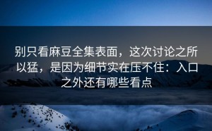 别只看麻豆全集表面，这次讨论之所以猛，是因为细节实在压不住：入口之外还有哪些看点
