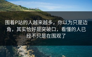 围着P站的人越来越多，你以为只是边角，其实恰好是突破口，看懂的人已经不只是在围观了