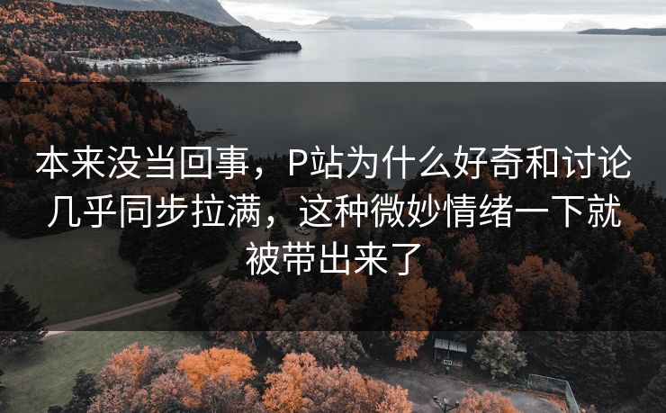 本来没当回事,P站为什么好奇和讨论几乎同步拉满,这种微妙情绪一下就被带出来了 本来没当回事,P站为什么好奇和讨论几乎同步拉满,这种微妙情绪一下就被带出来了
